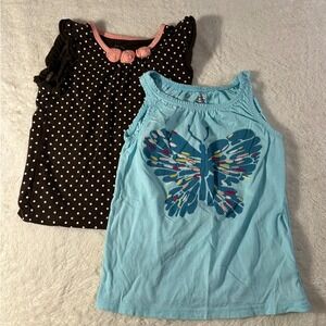 Old Navy Girls Butterfly Tank Top & Cherokee Polka Dot Dress Set Size 5T